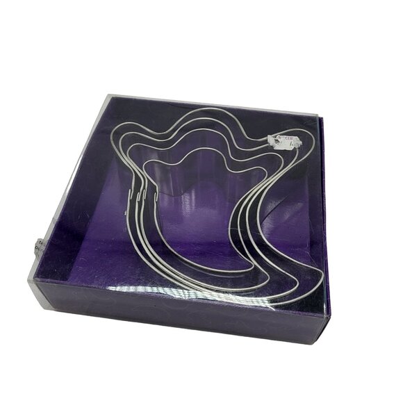 Y2K Wilton Halloween Ghost Cookie Cutter Set 4 Piece Nesting Metal Silver - Picture 1 of 9